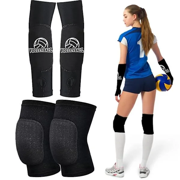 Volleyball knäskydd och volleyboll arm sleeves, volleyboll tillbehör utrustning med högt skydd pad volleyboll knäskydd tumhål arm sleeves för kvinnor