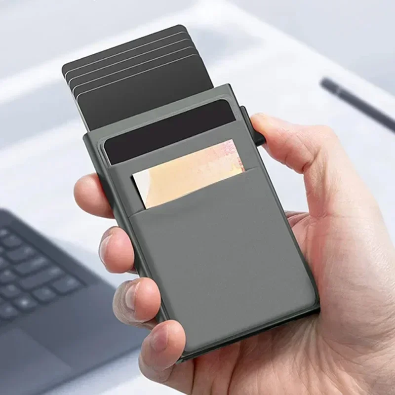 AliExpress - Rfid Anti Blocking Smart ID Bank Creditcardhouder Portemonnee Metaal Dun Slank Heren Dames Pop-up Minimalistische metalen kaarthouder