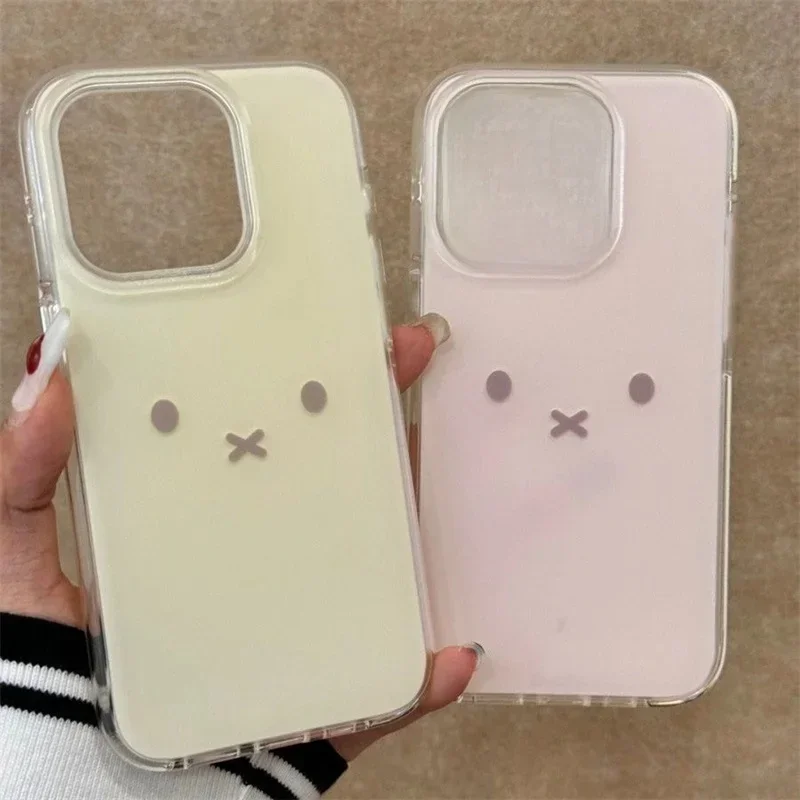 AliExpress - Durchscheinende bemalte Kaninchen-Ausdruck-Handyhülle mit großem Loch für iPhone 11, 12, 13, 14, 15, 16, 17 Pro max