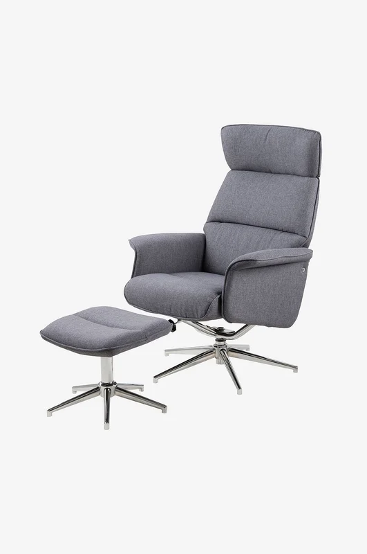 AC Design Furniture - Lænestol med skammel, Wilda - Grå - Lænestole - Fra Homeroom