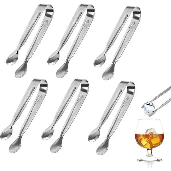 New, suitable 6 Pcs Ice Tongs, 11 cm Stainless Steel Sugar Tongs, Multifunctional Serving Tongs for Candy Bar Wed