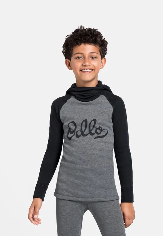 Odlo Sous-vêtement technique Active Warm Kids avec cagoule pour enfant, 104, noir