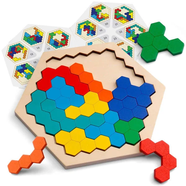 Træ Tangram Puslespil, Tetris Tangram Montessori Puslespil Stiksav Gave - Perfet-max