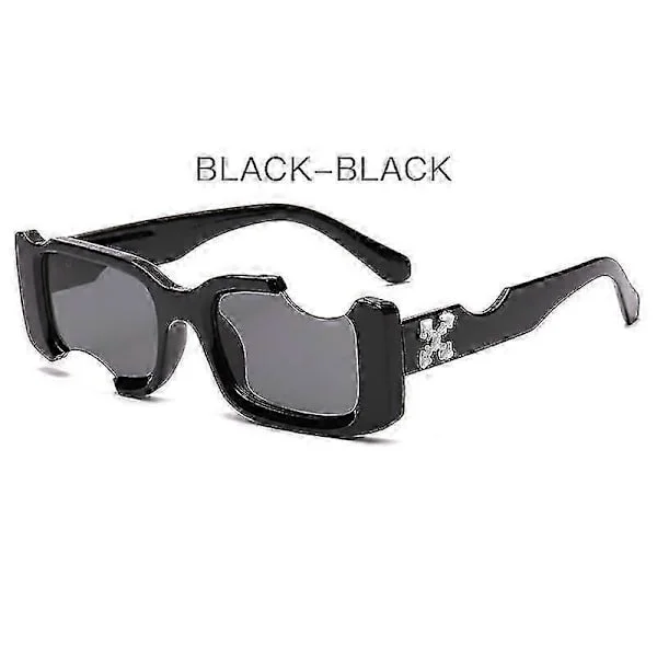 Hip-hop Firkant Solbriller Kvinner Menn Off Notch Hole Design Hvite Solbriller Blå Dame Vintage Shados Briller Uv Beskyttelse_LL_a05