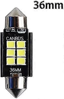 36mm C3W LED Lampor Canbus 3030 6-SMD Inget Fel Bil Interiör Kartläsningslampor Kupol 12V/24V 3W Billampa (Vit, 36MM)