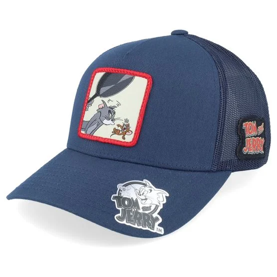 Tom & Jerry - Blau trucker Cap - Tom & Jerry Pan Navy Trucker, Navy Blau, One Size 55-60cm, Baumwolle & Mesh