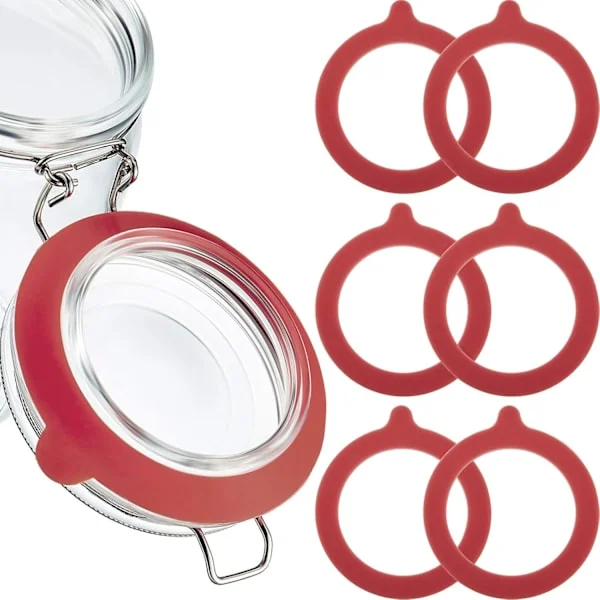 8 stk. 9,5 cm silikonforseglinger til glasskrukker, erstatningspakninger i silikon, lufttette forseglinger for vanlige glasskrukker (rød)