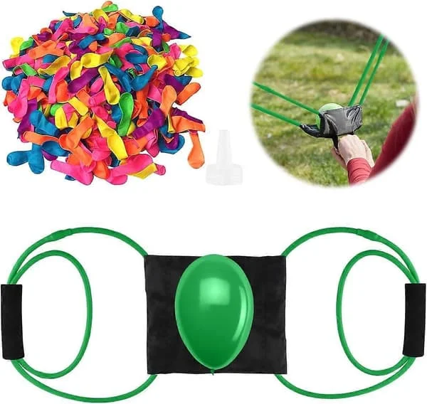 Water Balloon Launcher, 1 Water Balloon Catapult with 200 Water Balloons, Water Balloon Game for Kids and Adults (Green) (FMY)