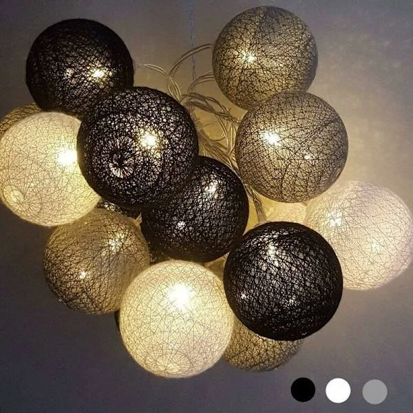Lyskrans Bomuldskugler Batteri - 3,3M 20 LED-lys Belysning til Soveværelse Gardin Fest Jul Fødselsdag Halloween Bryllup Børneværelse Romantisk D