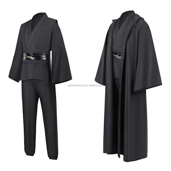 【NX】Mub - Obi Wan Kenobi Premium Quality Cosplay Costume Black Jedi Robe from Star Wars Compatible with Lightsaber Duels Black