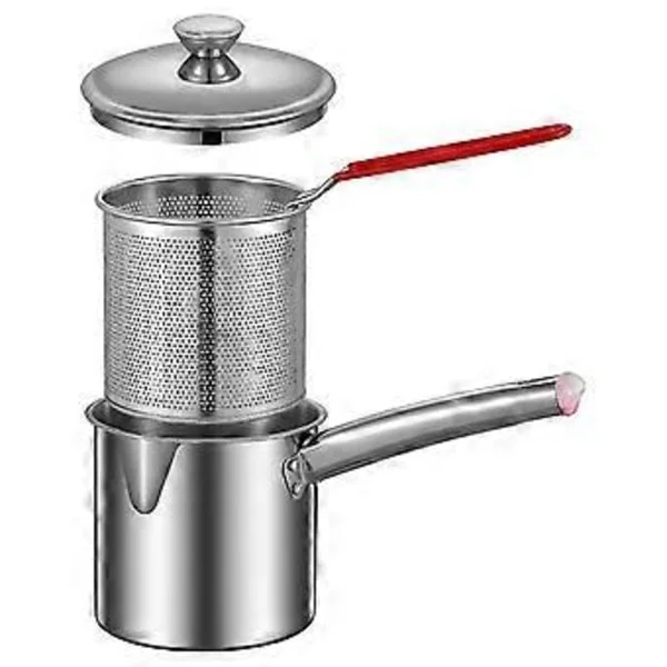 Friteerauskeitin, pieni friteerauskeitin, monitoimiset ruostumattomasta teräksestä valmistetut korit, kestävä pannu, friteerauskeitin, keittopannu 