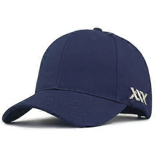 58-60 60-68cm Stor hode Mann Stor størrelse Uformelle skyggeluer Kule Hip Hop-hatter Mann Plus Size Baseballcaps dyp blå L