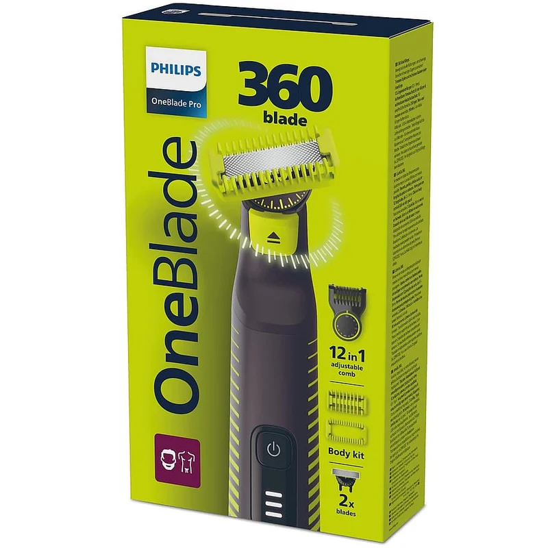 Philips Philips OneBlade PRO Face & Body 360 Musta/Vihreä, Mænd, Barbering, Barbermaskiner
