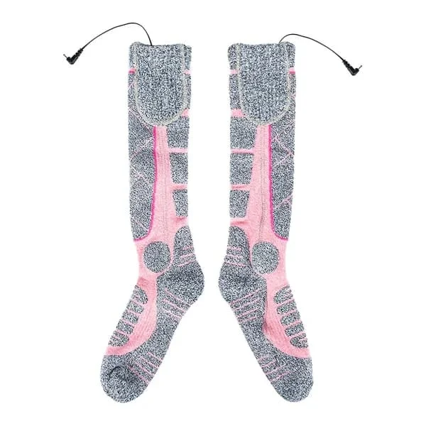 Black Friday-tilbud: Varme sokker med full fotvarme, USB-lading, vinter, ski, elektriske varmesokker (FMY) Rosa Pink