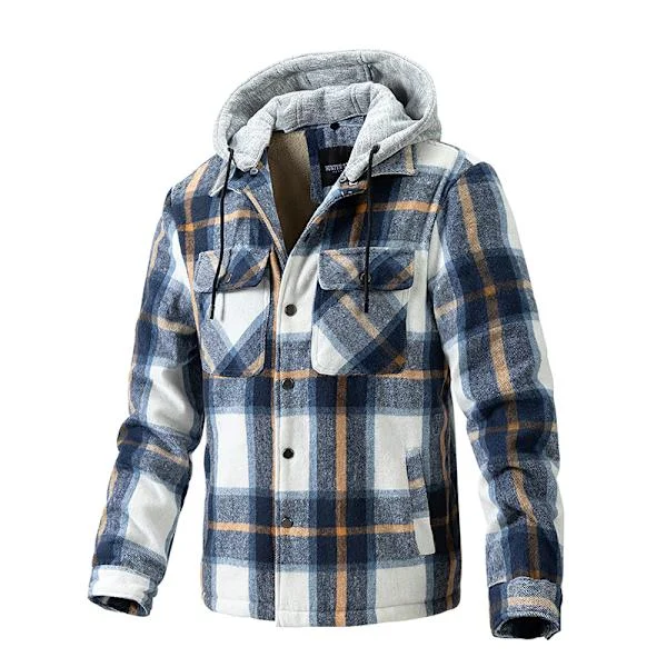[LCS] Herre bomuldsternet skjortejakke, fleeceforet flannelskjorte, Sherpa-knapjakker Style4