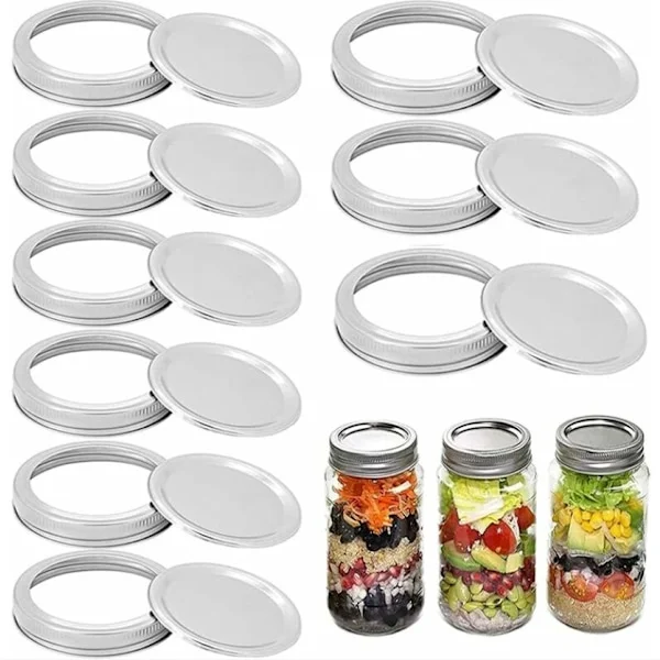 9 stk. Mason Jar-låg, delte låg, konserveringslåg, lækagesikre Mason Jar-låg, til de fleste Mason Jars (70 mm)