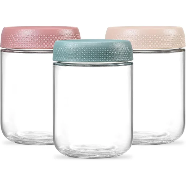 3-pack 500 ml glass jars with airtight lids, glass containers for food storage