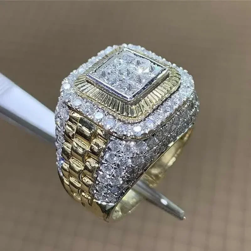 AliExpress - Bague Hip Hop Incrustée de Charbon pour Homme et Femme, Bijoux de Mariage, Document en Or Dominateur, Blanc, Punk, Mode Zcomprend