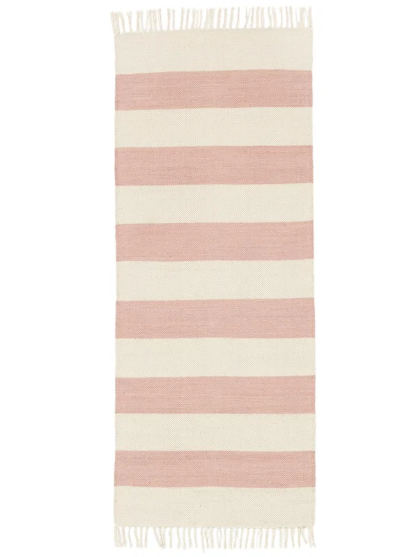 Striped Small Cotton Stripe Rug - Pink 80X200 Cotton, Scandinavian Style