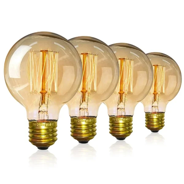 4-pack vintage Edison-glödlampor - dimbara E27 G80 40W varmt ljus-FX-