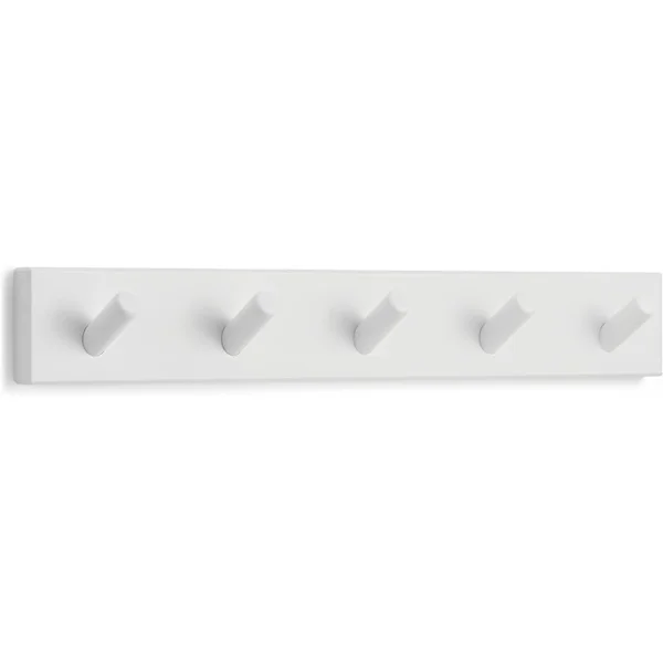 Vit väggmonterad klädhängare - 5 krokar - 43 cm - Design väggmonterad klädhängare för hall, entré, modernt sovrum