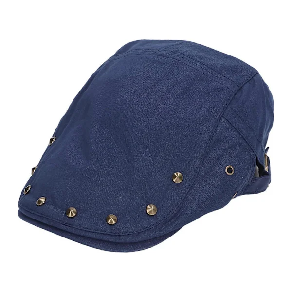 Men Women Navy Blue Flat Cap Lightweight Breathable Cotton Flat Casual Cap with Rivets