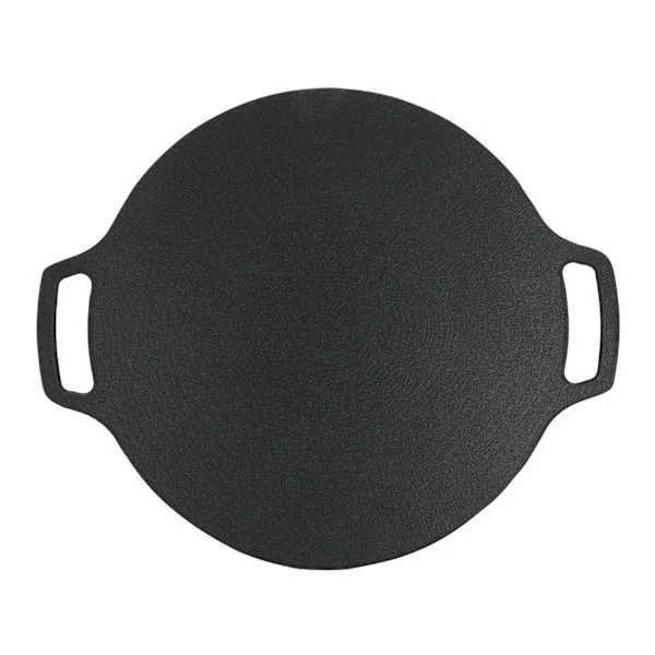 Korean Non-stick BBQ Grill Pan 6-Layer Coating for Gas Stove Round Double Handle BBQ Grill Pan for Outdoor Camping 33cm/13.0in