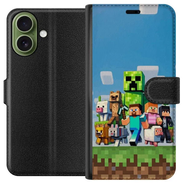 Yhteensopiva Lompakkokotelo Apple iPhone 17 Minecraft-hahmot ja eläimet värikäs lohkomailma seikkailu kuvitus täydellinen lapsille ja pelaajille