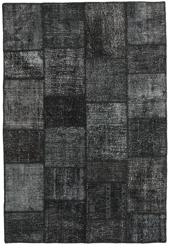 Patchwork Rug 158X234 Black/Dark Grey Wool