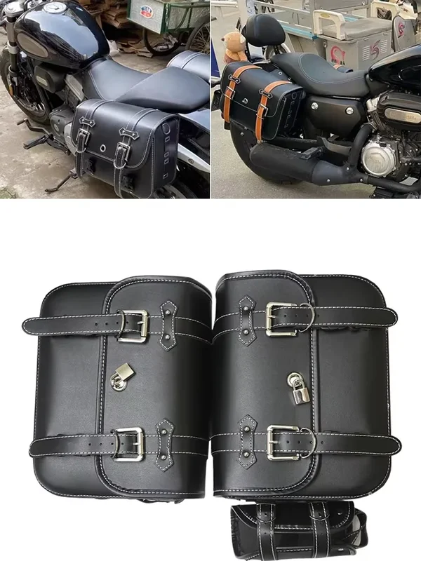 AliExpress - Universelle Motorrad-Satteltaschen, Überwurf, Satteltaschen, seitliche Gepäcktaschen aus PU-Leder mit Getränkehalter für Sportster 