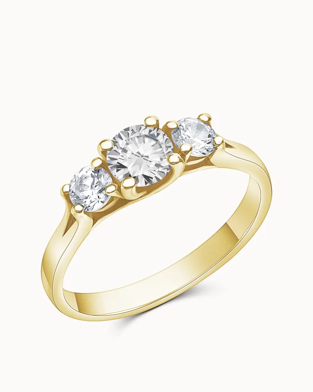 Driestenen Ringen Embla 18K Geel Goud - Verlovingsringen & Trouwringen van Vanbruun