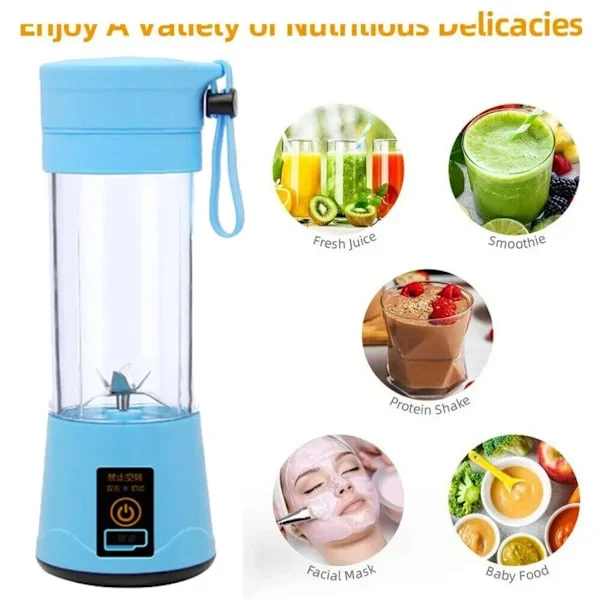 380ML Mini Smoothie Mixer Bærbar Elektrisk Maker Stand Mixer Blender Smoothie Maskine (Blå)