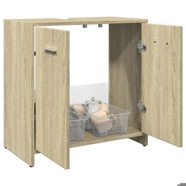 vidaXL Badrumsskåp med tvättställ ek sonoma 60x33x60 cm, skåp under tvättställ,,, badrumsmöbel 849604