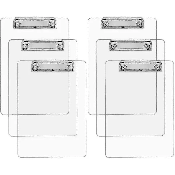6 stk. A4 Clipboard - Kraftig Akryl Transparent Clipboard Klar Klemmemappe Med Lav Profil