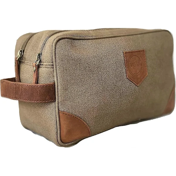 Unisex Necessär Rese Dopp Kit Vintage Läder Canvas Rese Necessär Rakning Dopp Kit Herr Necessär