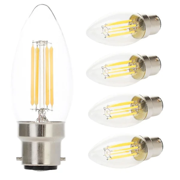 LED-lyspærer 4W B22 BC dimbare LED-glødetråd lyspærer varmhvit