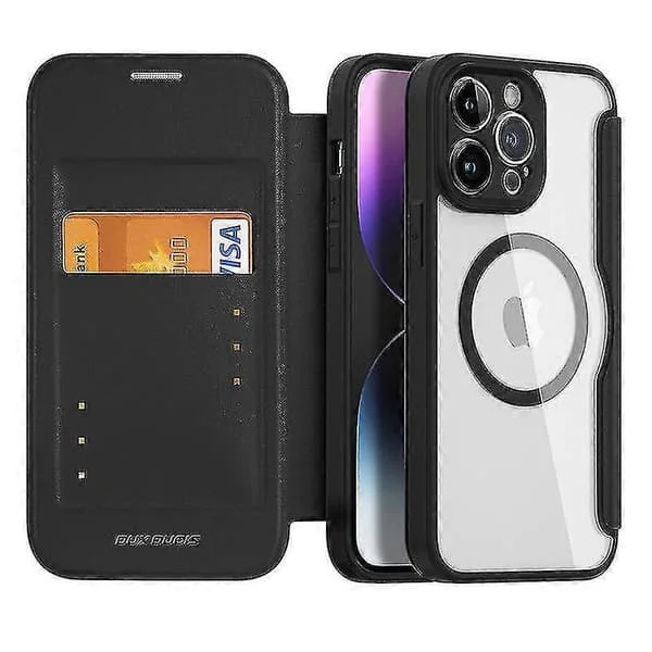 Magnetiskt Flip Folio Plånboksfodral Kompatibelt med Iphone 14 Pro Max med Magsafe-laddning och kortfack