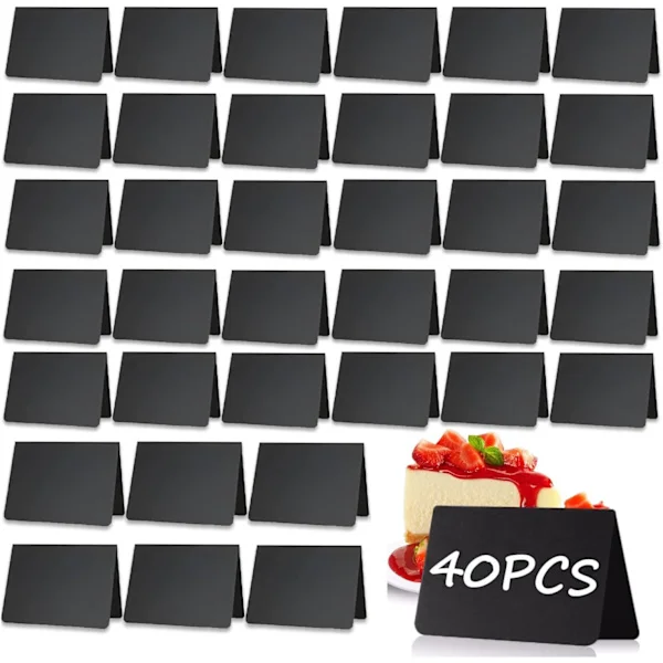Sett med 40 mini-tavler, mini-displaytavler, små tavler for bakerier, buffeter, bryllup, fester, matskilt (10 x 7 cm)