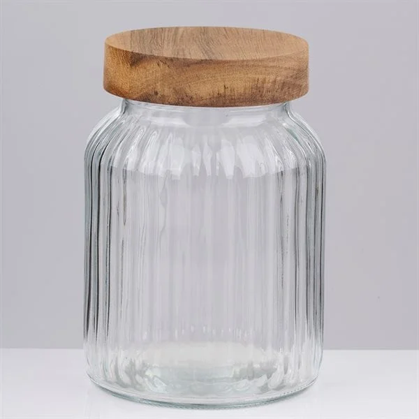 Glasskrukke med trelokk, ca. 1000 ml