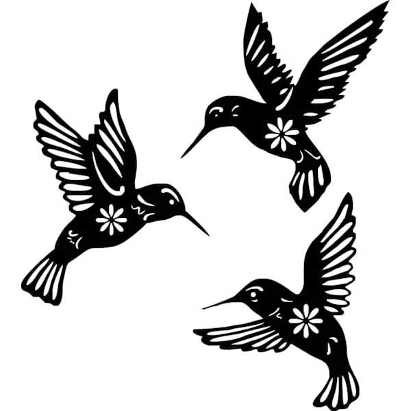 3-pack Metal Wall Decor Black Birds Outdoor Living Room Garden Hummingbird Decoration Wall Art Metal Hummingbird for Home—yux