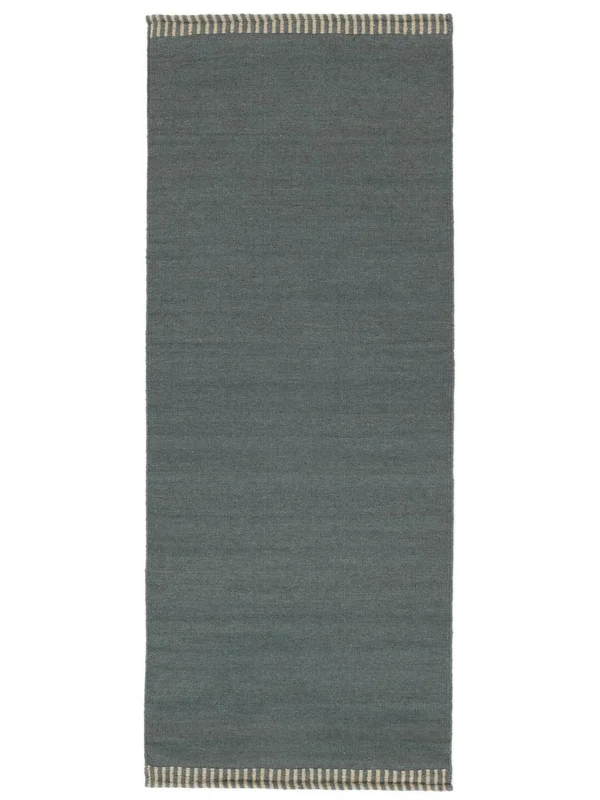 Visby 100X250 Small Blue Runner Wool Rug