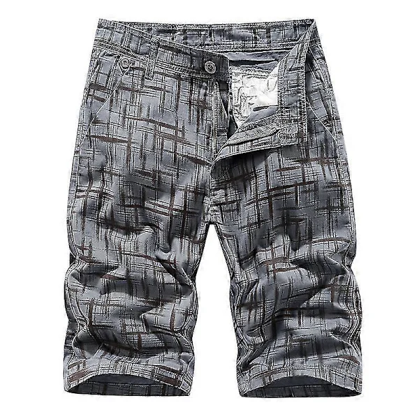 Grön cargoshorts med mönstertryck för män, vår sommar, herr, oversize, ficka, sportkläder, byxor, overaller, shorts med dragkedja, märkeskläder