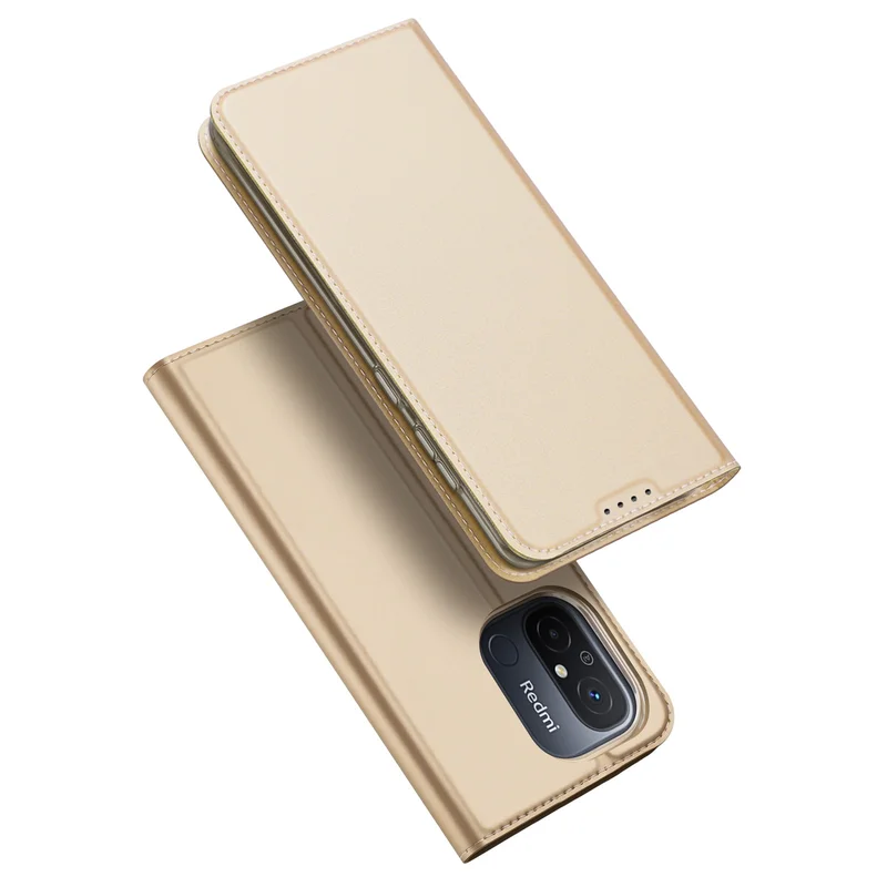 Dux Ducis Skin Pro Case for Xiaomi Redmi 11A / Poco C55 / Redmi 12C Flip Wallet Cover Gold