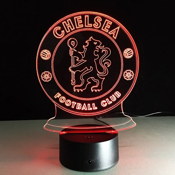 [LCS] Chelsea F.C USB 3D Anime natlampe Atmosfærisk LED bordlampe Julegaver til fodboldfans Dekorativ lampe til børneværelse