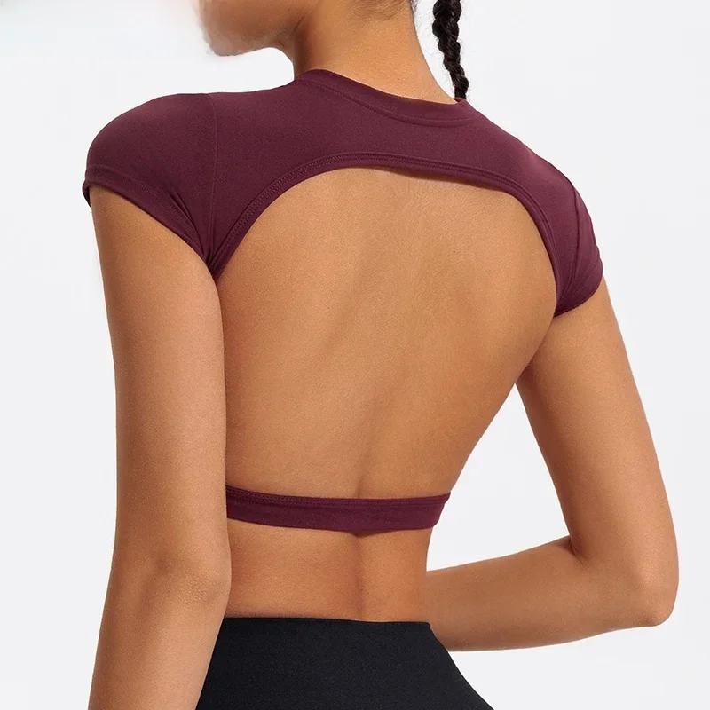AliExpress - Sommer-Sport-Shorts-Top für Damen, Fitness-Shirts, Yoga-Bekleidung, Damen-Gym-Trainingsanzug, Crop-Top für Damen, schöne Rücken-Tops, T-