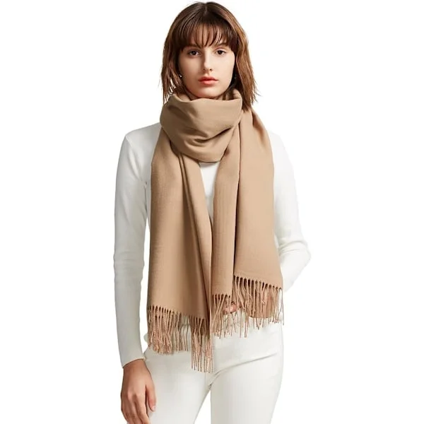 Dam Scarf Pashmina Sjal och Wraps för Kvälls Klänningar Resa Kontor Vinter Bröllop Kashmir Känsla Stora Scarves Solid Camel