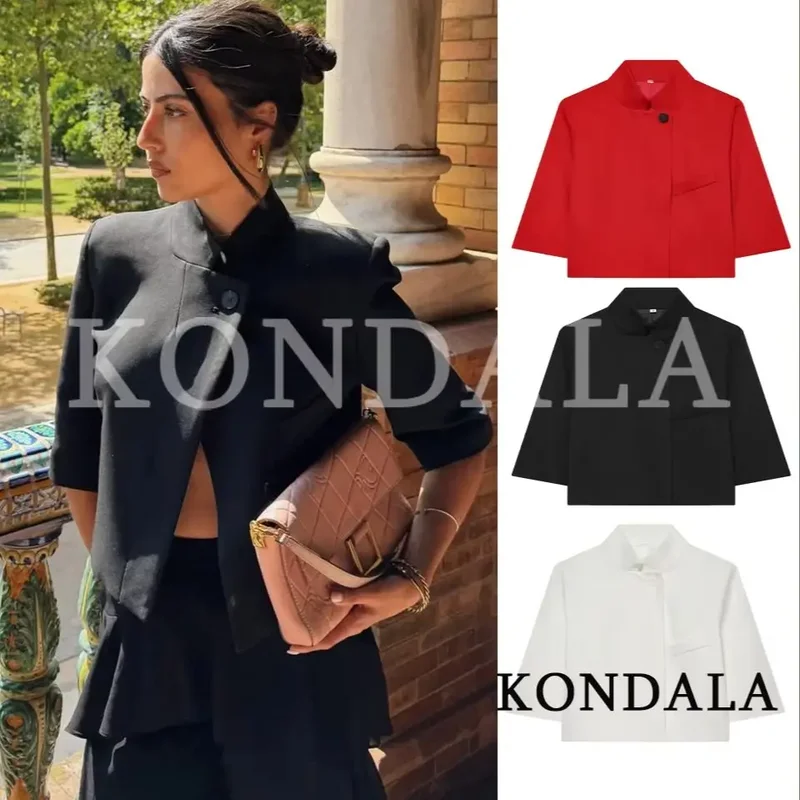 AliExpress - KONDALA Commute Korte Mouw Blazer Dames Zomer Elegante Opstaande Kraag Korte Blazer Nieuwe 2026 Trendy High Street Casual Blazer