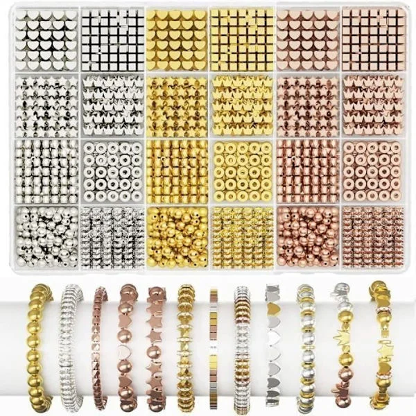 Smyckestillverkningskit, DIY-armband, halsband, tillbehör, fyrkantig pentagram, liten förpackning med runda pärlor, present till barn, 1740