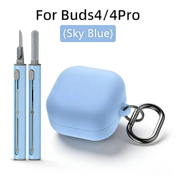 Fodral för Samsung Galaxy Buds 4 / Buds 4 Pro, silikonfodral, med rengöringskit och karbinhake