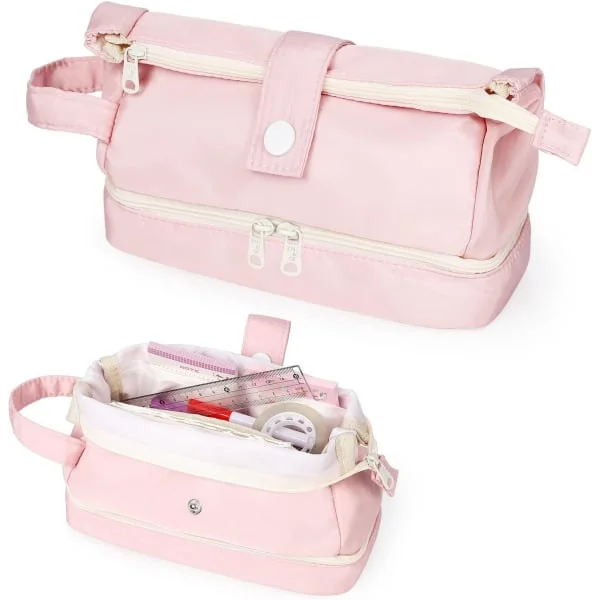 Pencil Case, Large Pencil Case with Desk Organizer for Boys and Girls, Aesthetic Pencil Case Suitable for Kids, Teens, Students, Pink